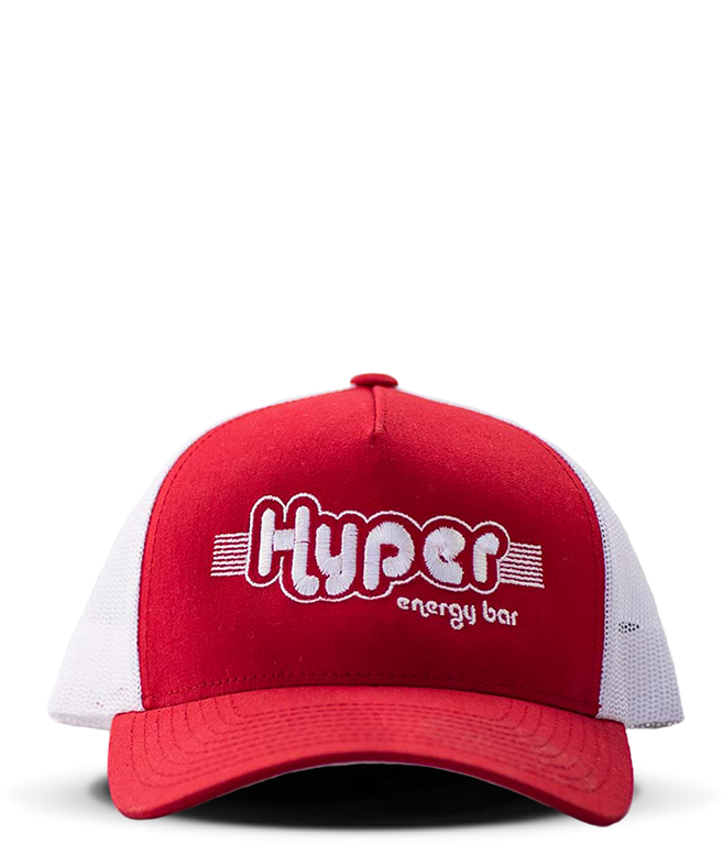 Hyper Energistas wearing red trucker hat